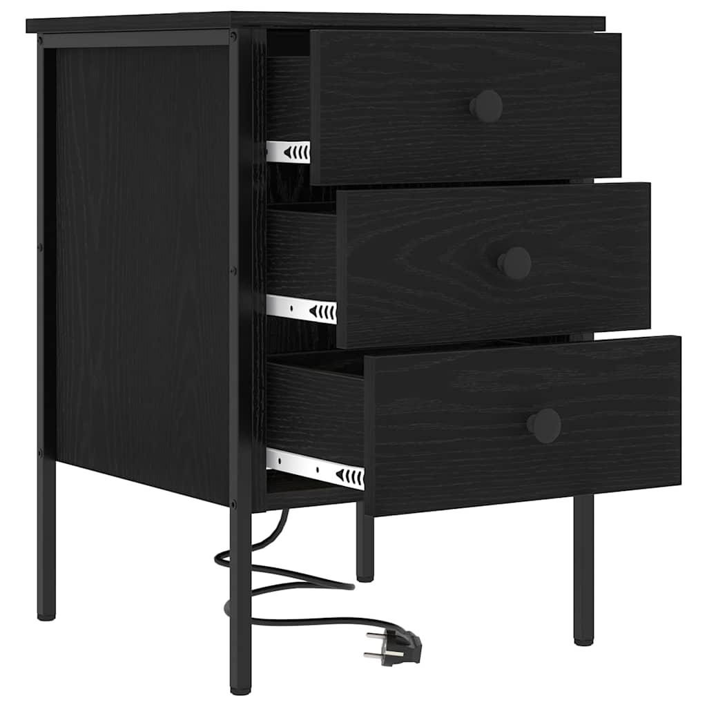 vidaXL Nachttisch 2 pcs Schwarz Eichen-Optik 42 x 41 x 61 cm