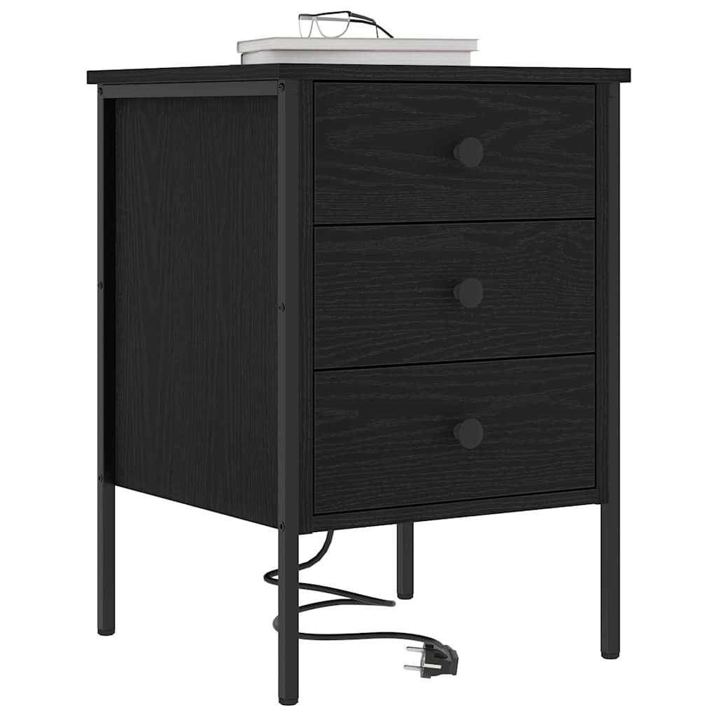 vidaXL Nachttisch 2 pcs Schwarz Eichen-Optik 42 x 41 x 61 cm
