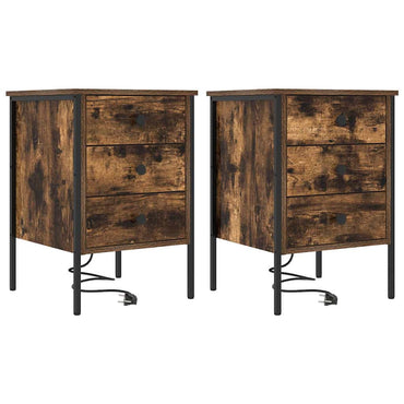 vidaXL Nachttisch 2 pcs Geräucherte Eiche 42 x 41 x 61 cm