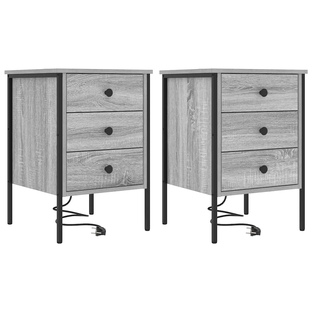 vidaXL Nachttisch 2 pcs Graues Sonoma 42 x 41 x 61 cm Holzwerkstoff