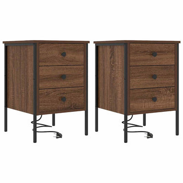 vidaXL Nachttisch 2 pcs Braun Eichen-Optik 42 x 41 x 61 cm