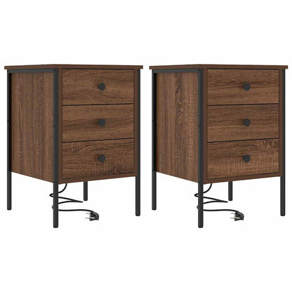 vidaXL Nachttisch 2 pcs Braun Eichen-Optik 42 x 41 x 61 cm