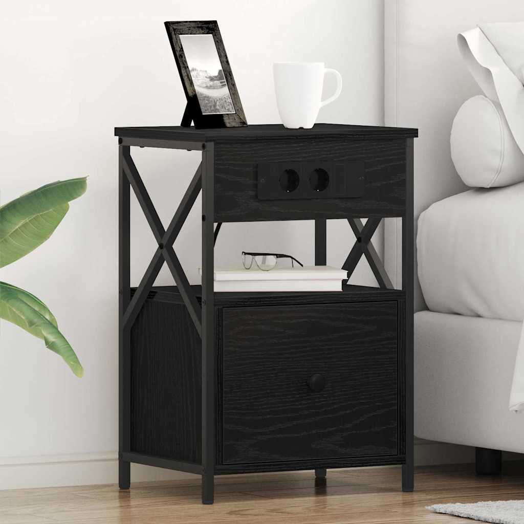 vidaXL Nachttisch Schwarz Eichen-Optik 40 x 31 x 60 cm Holzwerkstoff