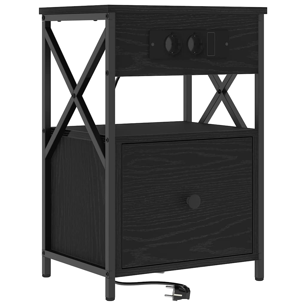 vidaXL Nachttisch Schwarz Eichen-Optik 40 x 31 x 60 cm Holzwerkstoff