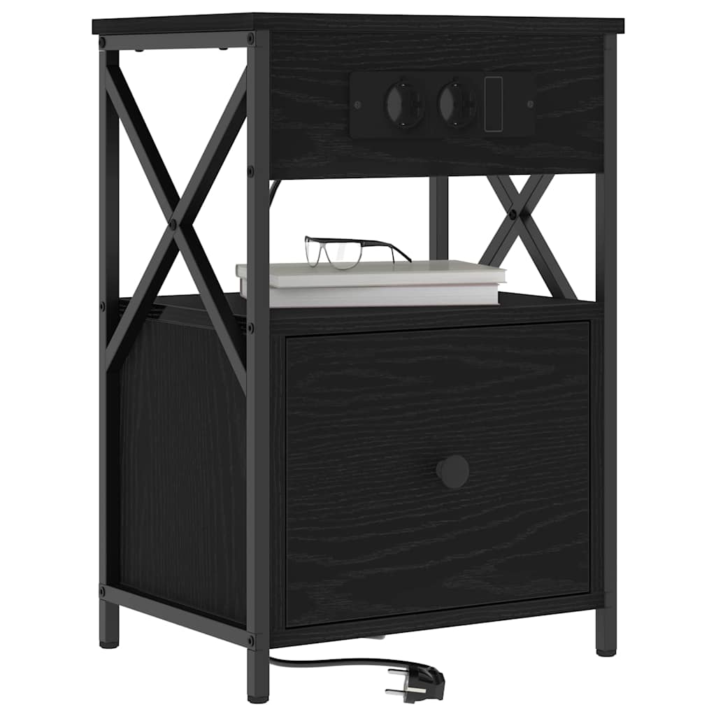 vidaXL Nachttisch Schwarz Eichen-Optik 40 x 31 x 60 cm Holzwerkstoff