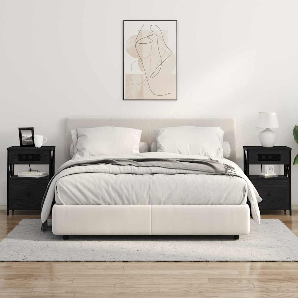 Nachttisch 2 pcs Schwarz Eichen-Optik 40 x 31 x 60 cm