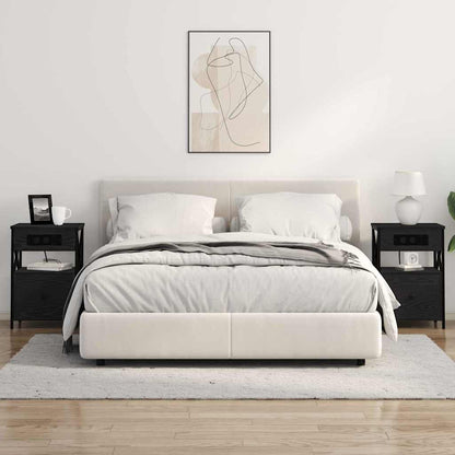 Nachttisch 2 pcs Schwarz Eichen-Optik 40 x 31 x 60 cm