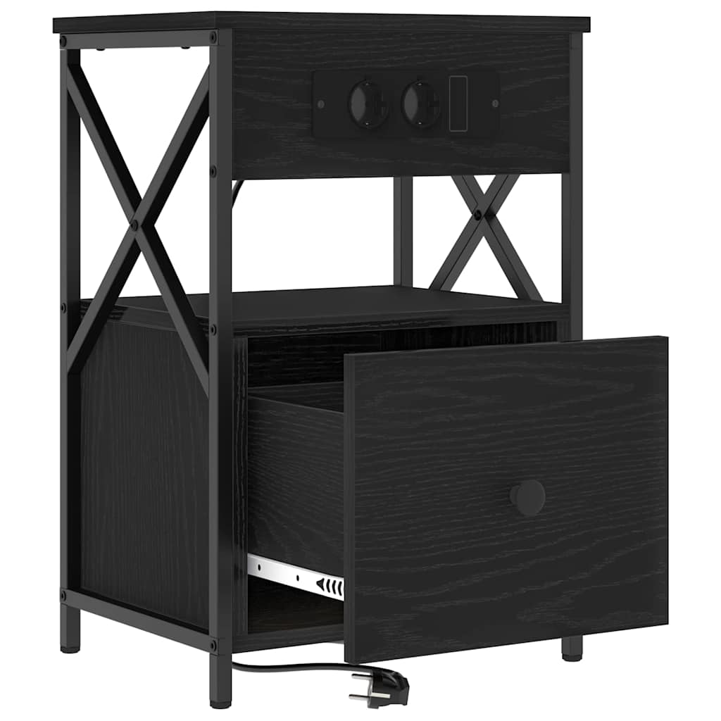 Nachttisch 2 pcs Schwarz Eichen-Optik 40 x 31 x 60 cm