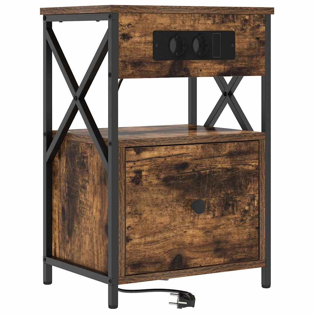 Nachttisch 2 pcs Geräucherte Eiche 40 x 31 x 60 cm