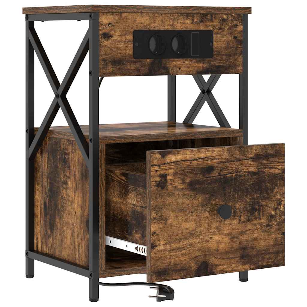 Nachttisch 2 pcs Geräucherte Eiche 40 x 31 x 60 cm