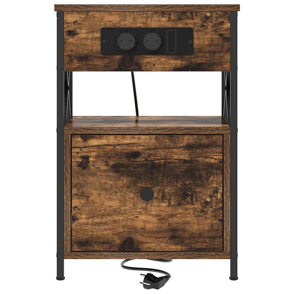 Nachttisch 2 pcs Geräucherte Eiche 40 x 31 x 60 cm