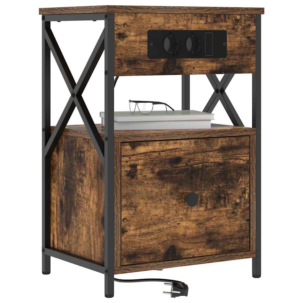 Nachttisch 2 pcs Geräucherte Eiche 40 x 31 x 60 cm