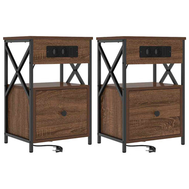 vidaXL Nachttisch 2 pcs Braun Eichen-Optik 40 x 31 x 60 cm