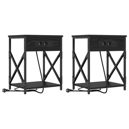 vidaXL Nachttisch 2 pcs Schwarz Eichen-Optik 41 x 31 x 51 cm