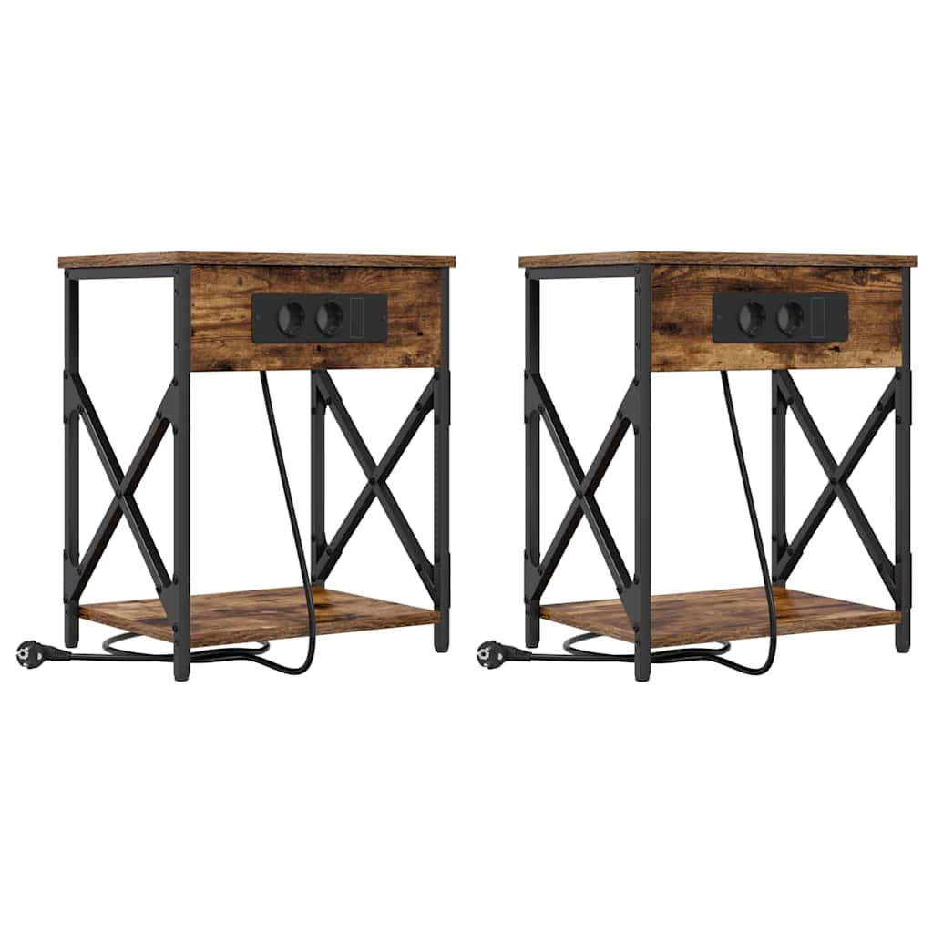 vidaXL Nachttisch 2 pcs Geräucherte Eiche 41 x 31 x 51 cm