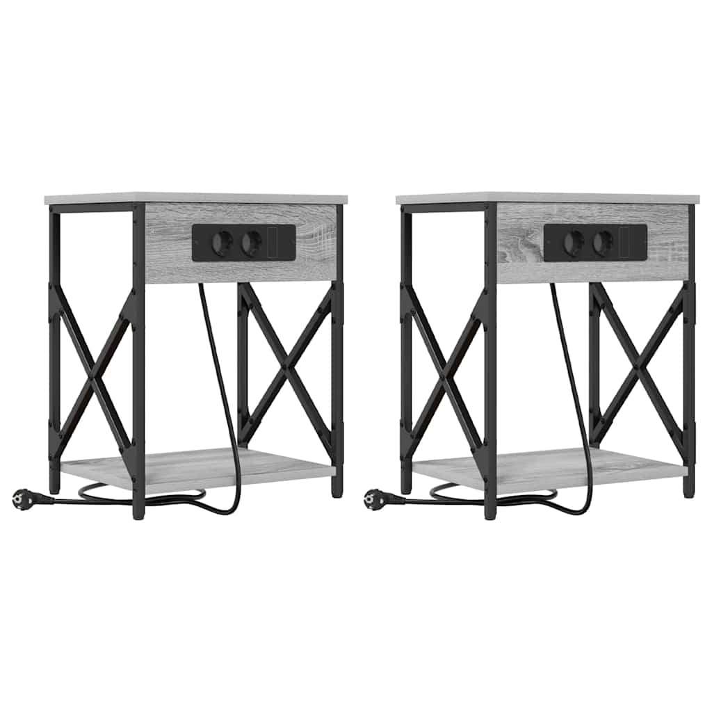 vidaXL Nachttisch 2 pcs Graues Sonoma 41 x 31 x 51 cm Holzwerkstoff