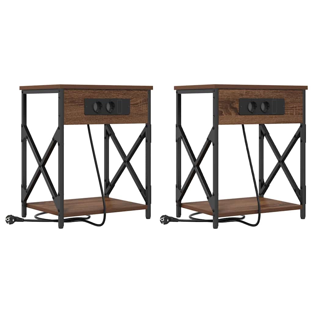 vidaXL Nachttisch 2 pcs Braun Eichen-Optik 41 x 31 x 51 cm