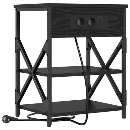 vidaXL Nachttisch mit Regal 2 pcs Schwarz Eichen-Optik 41 x 31 x 51 cm