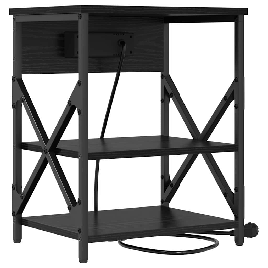 vidaXL Nachttisch mit Regal 2 pcs Schwarz Eichen-Optik 41 x 31 x 51 cm