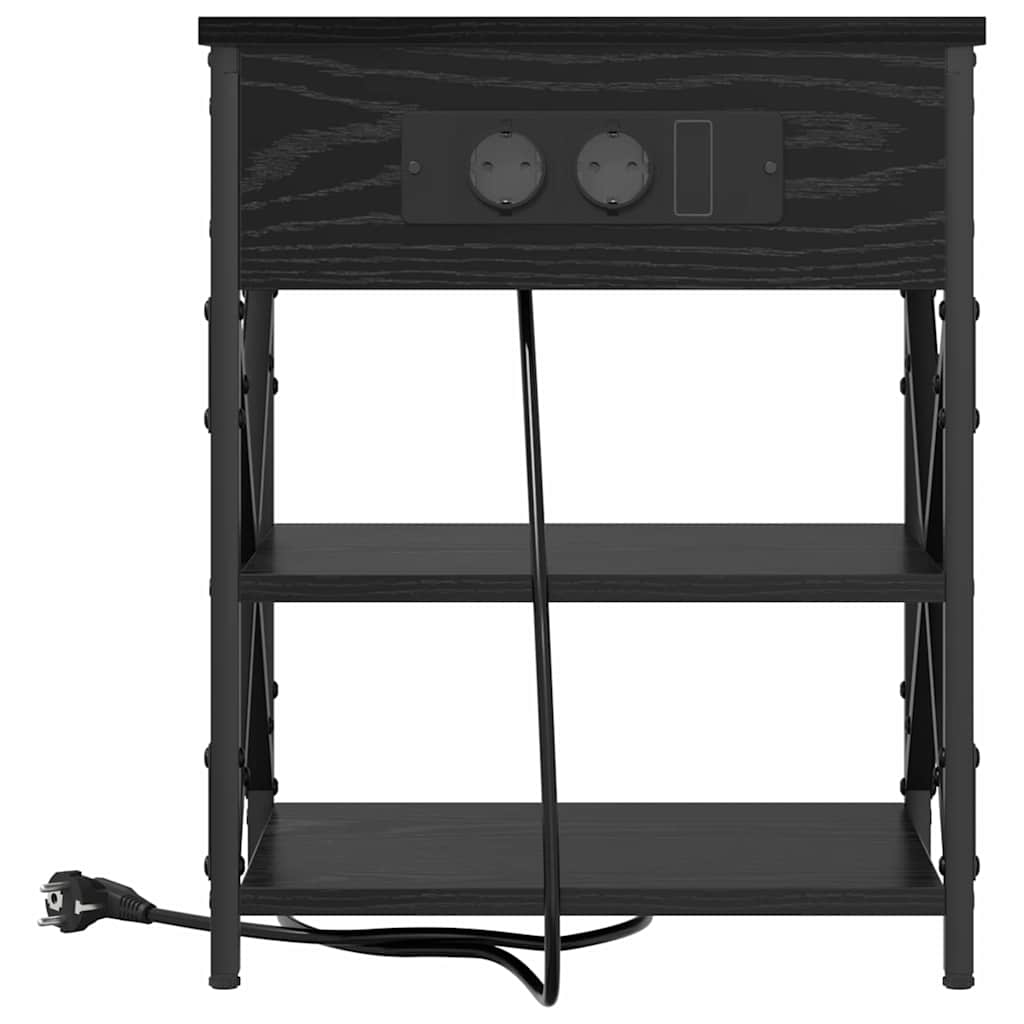 vidaXL Nachttisch mit Regal 2 pcs Schwarz Eichen-Optik 41 x 31 x 51 cm