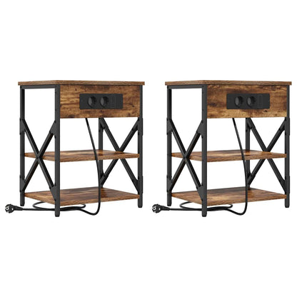 Nachttisch mit Regal 2 pcs Geräucherte Eiche 41 x 31 x 51 cm