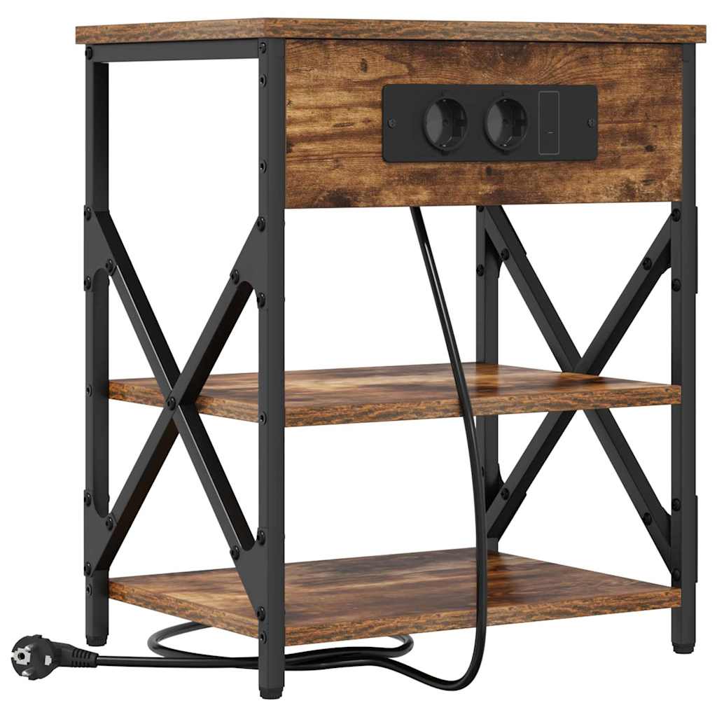 Nachttisch mit Regal 2 pcs Geräucherte Eiche 41 x 31 x 51 cm