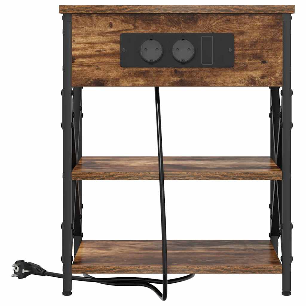 Nachttisch mit Regal 2 pcs Geräucherte Eiche 41 x 31 x 51 cm