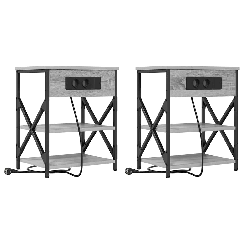 vidaXL Nachttisch 2 pcs Graues Sonoma 41 x 31 x 51 cm Holzwerkstoff