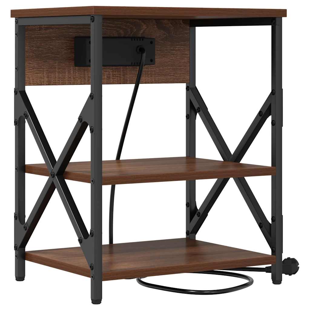 vidaXL Nachttisch mit Regal 2 pcs Braun Eichen-Optik 41 x 31 x 51 cm