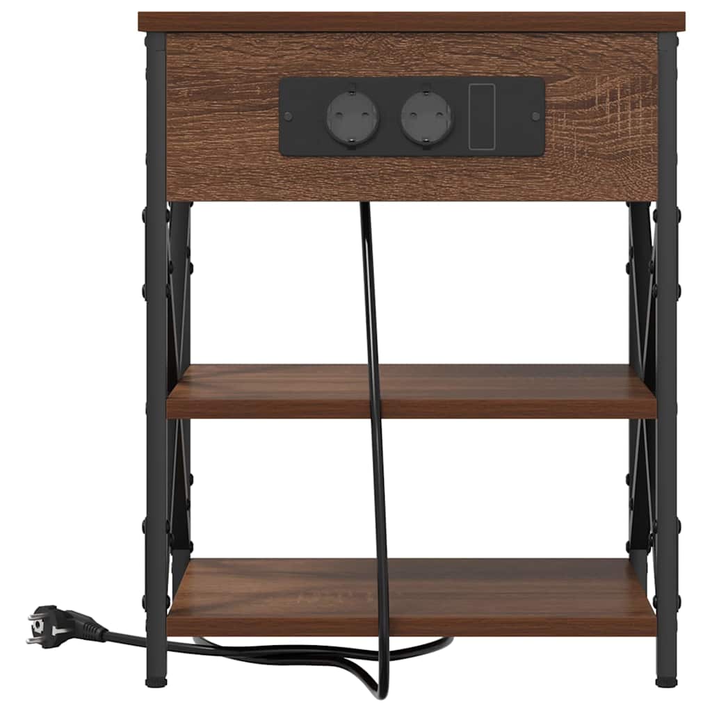 vidaXL Nachttisch mit Regal 2 pcs Braun Eichen-Optik 41 x 31 x 51 cm