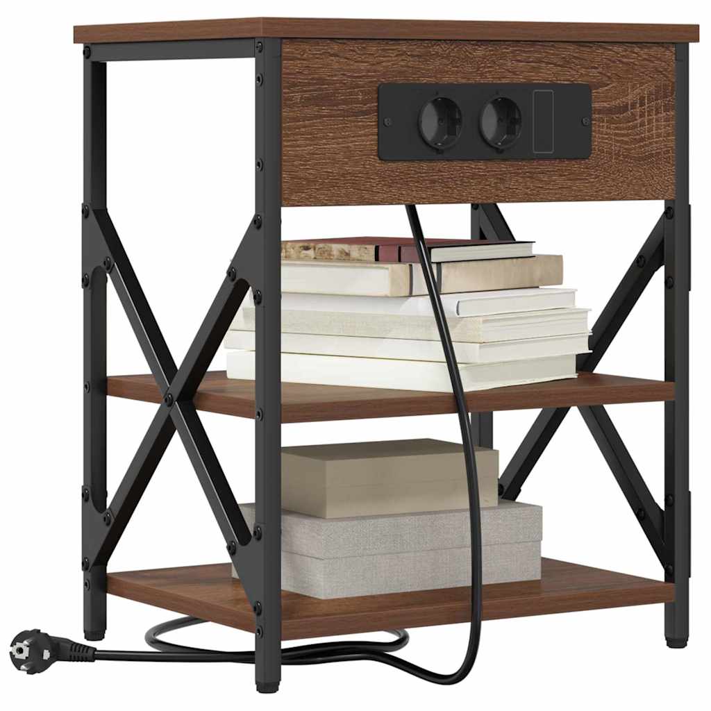 vidaXL Nachttisch mit Regal 2 pcs Braun Eichen-Optik 41 x 31 x 51 cm