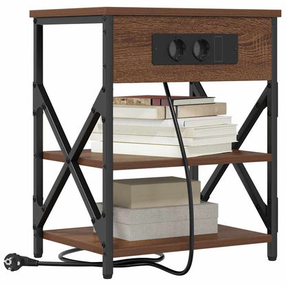 vidaXL Nachttisch mit Regal 2 pcs Braun Eichen-Optik 41 x 31 x 51 cm