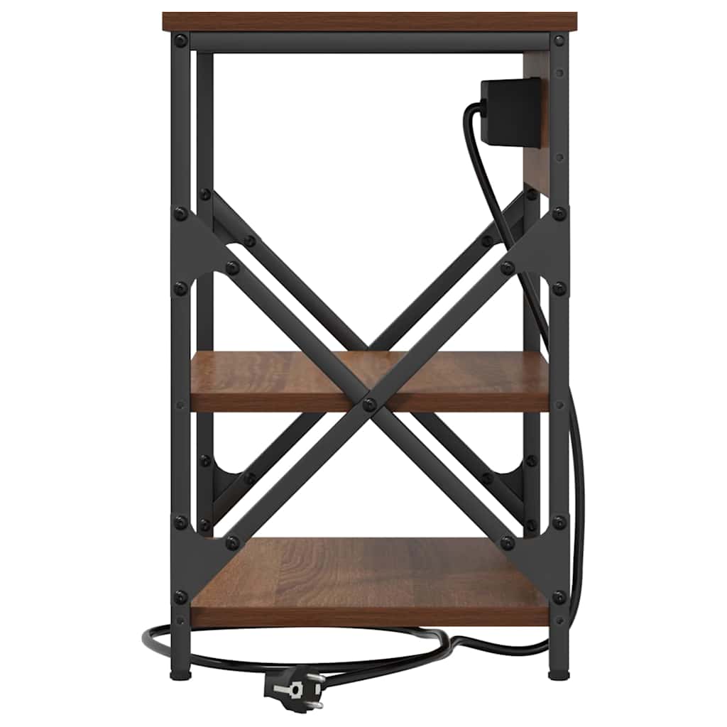 vidaXL Nachttisch mit Regal 2 pcs Braun Eichen-Optik 41 x 31 x 51 cm