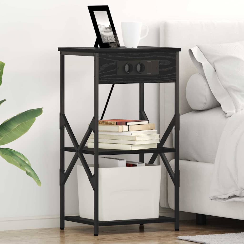 Nachttisch Schwarz Eichen-Optik 41 x 31 x 76 cm Holzwerkstoff