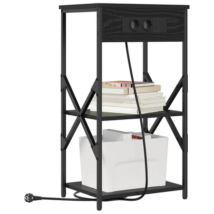 Nachttisch Schwarz Eichen-Optik 41 x 31 x 76 cm Holzwerkstoff