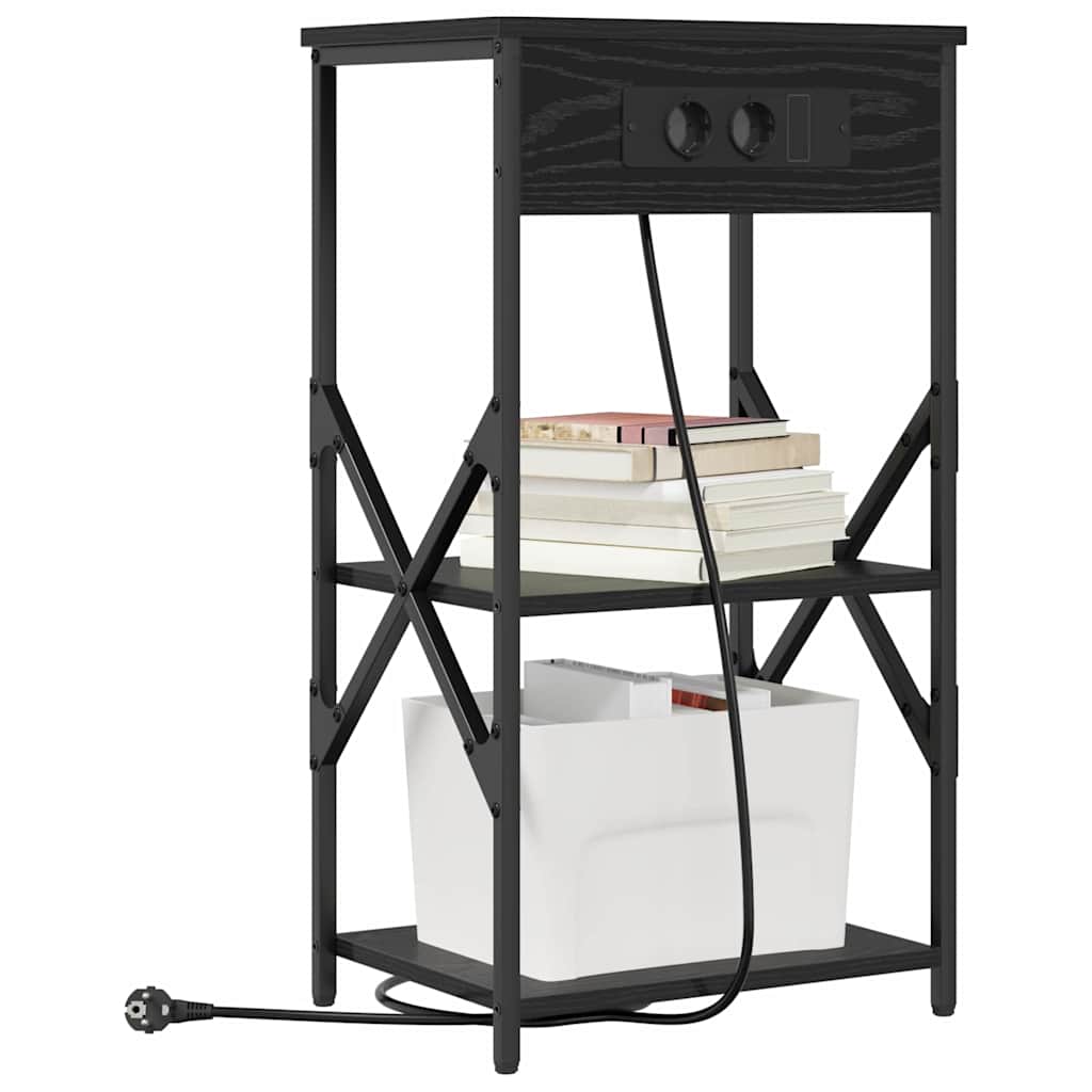 Nachttisch mit Regal 2 pcs Schwarz Eichen-Optik 41 x 31 x 76 cm