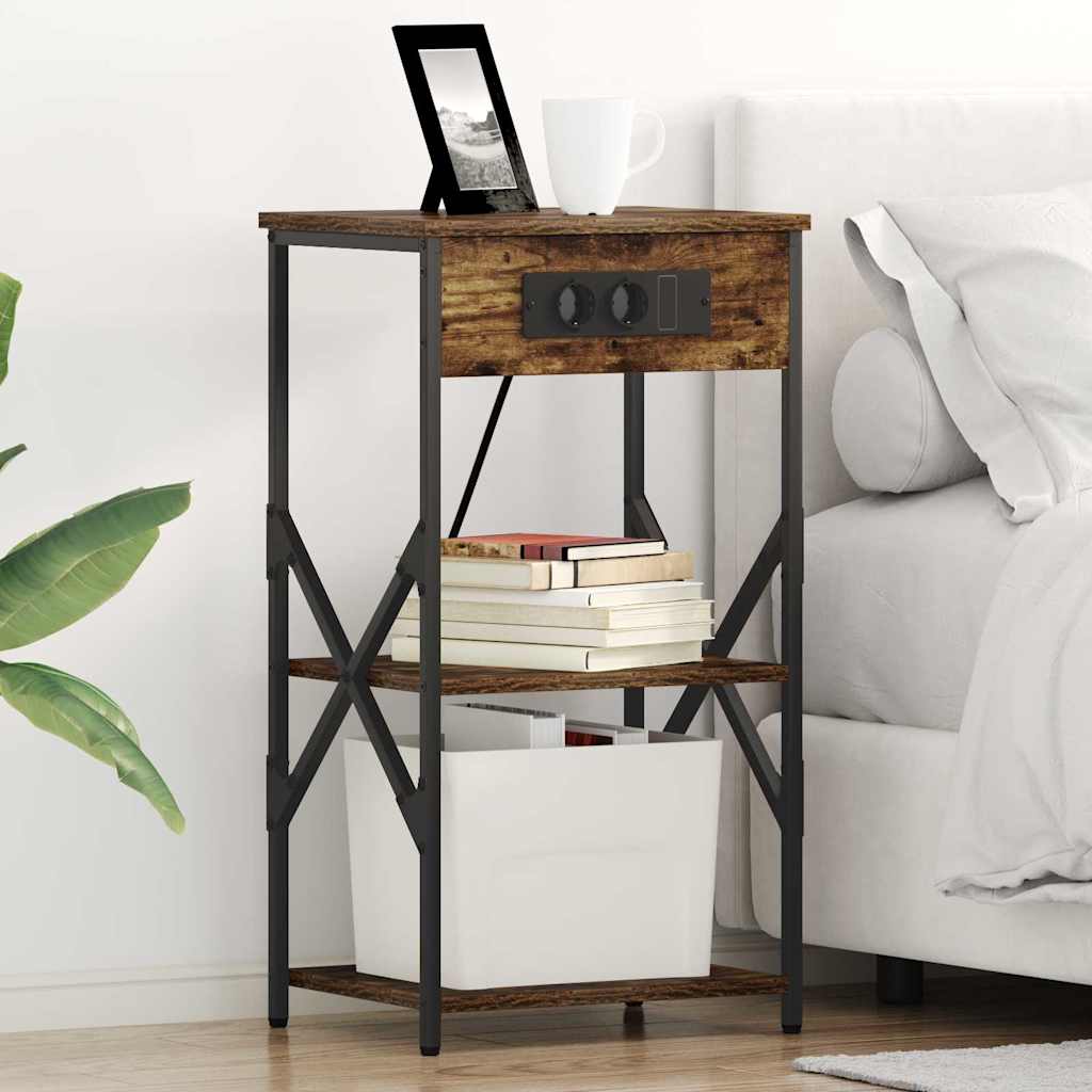 Nachttisch mit Regal 2 pcs Geräucherte Eiche 41 x 31 x 76 cm