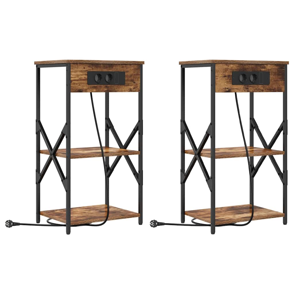 Nachttisch mit Regal 2 pcs Geräucherte Eiche 41 x 31 x 76 cm