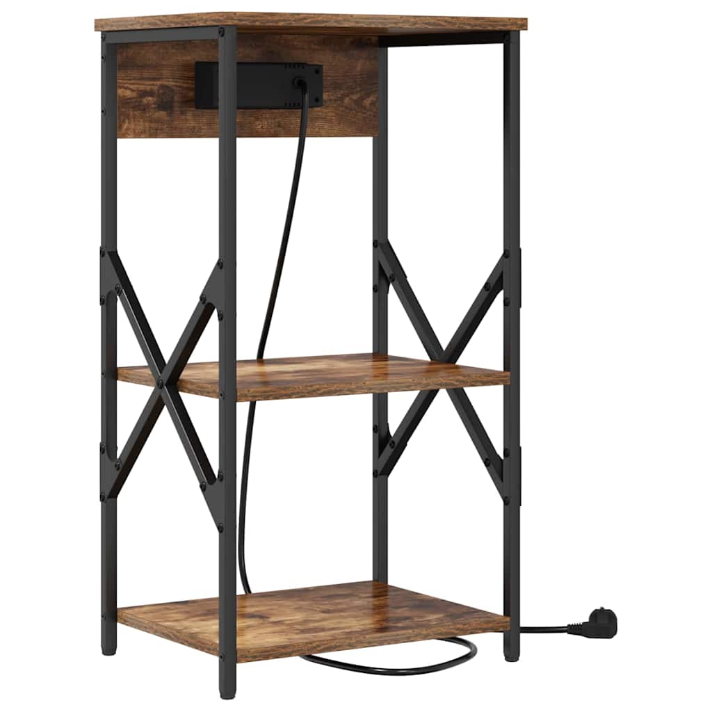 Nachttisch mit Regal 2 pcs Geräucherte Eiche 41 x 31 x 76 cm