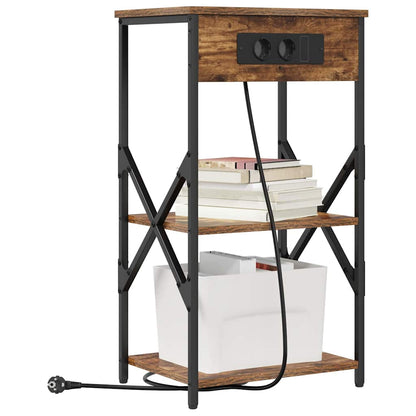 Nachttisch mit Regal 2 pcs Geräucherte Eiche 41 x 31 x 76 cm