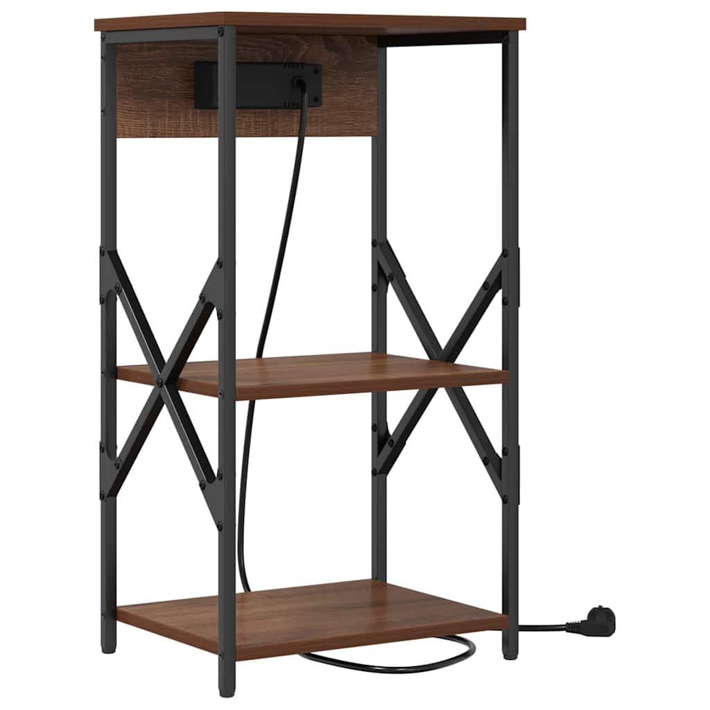 vidaXL Nachttisch mit Regal 2 pcs Braun Eichen-Optik 41 x 31 x 76 cm