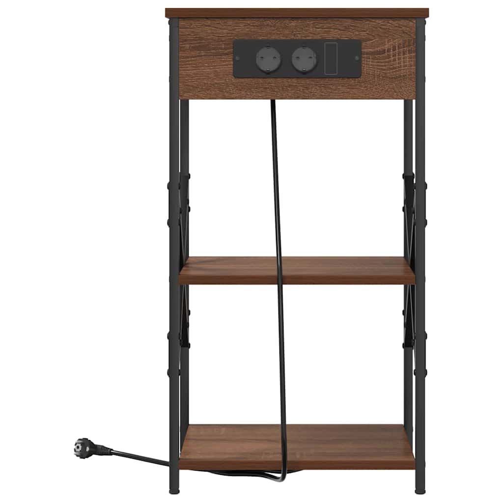 vidaXL Nachttisch mit Regal 2 pcs Braun Eichen-Optik 41 x 31 x 76 cm