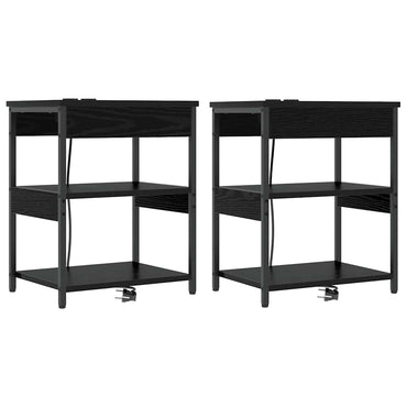 vidaXL Nachttisch 2 pcs Schwarz Eichen-Optik 41 x 31 x 51 cm
