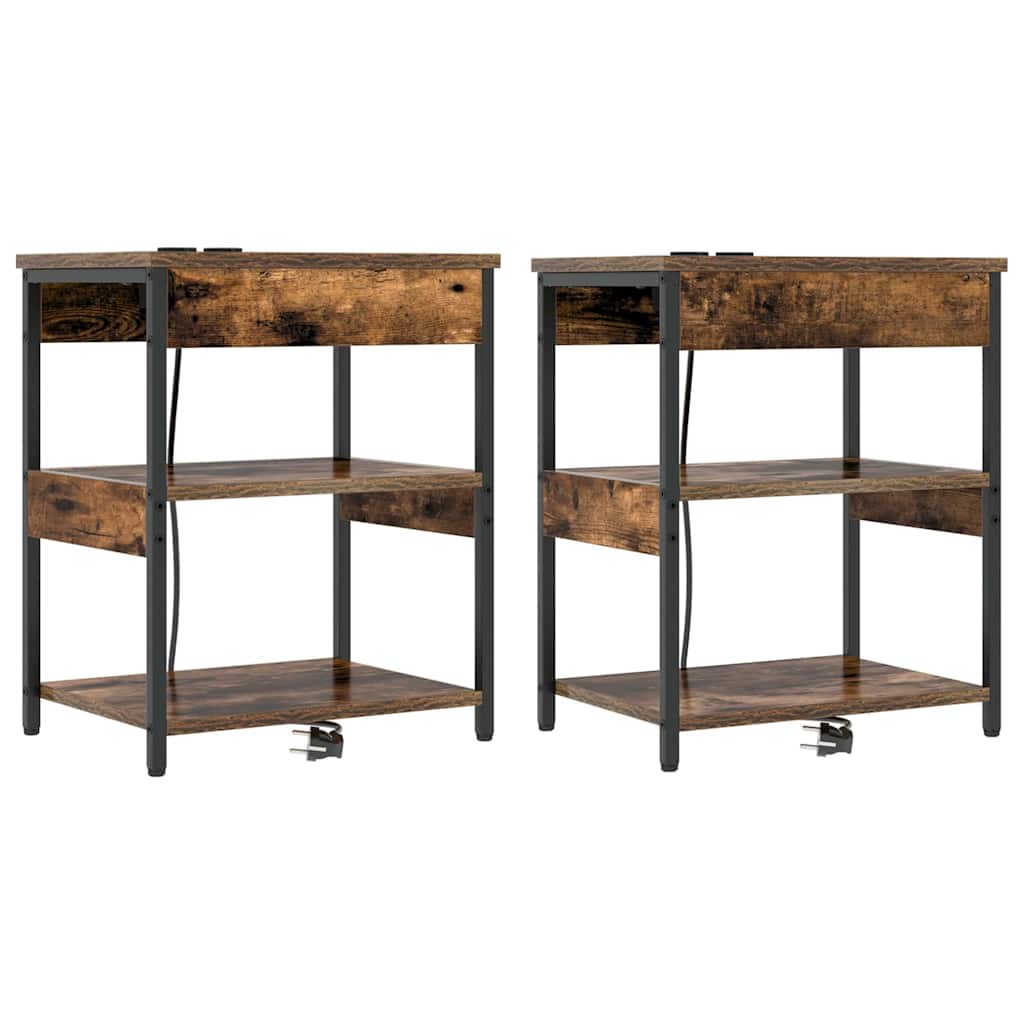 vidaXL Nachttisch 2 pcs Geräucherte Eiche 41 x 31 x 51 cm