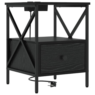 vidaXL Nachttisch Schwarz Eichen-Optik 41,5 x 40,5 x 55 cm