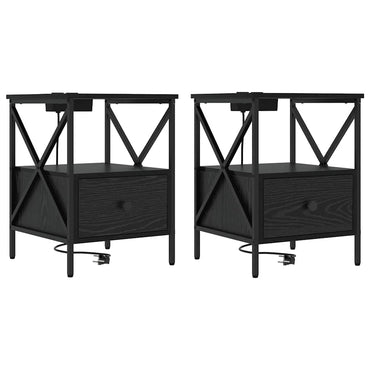 vidaXL Nachttisch 2 pcs Schwarz Eichen-Optik 41,5 x 40,5 x 55 cm