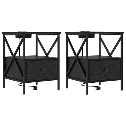 Nachttisch 2 pcs Schwarz Eichen-Optik 41,5 x 40,5 x 55 cm