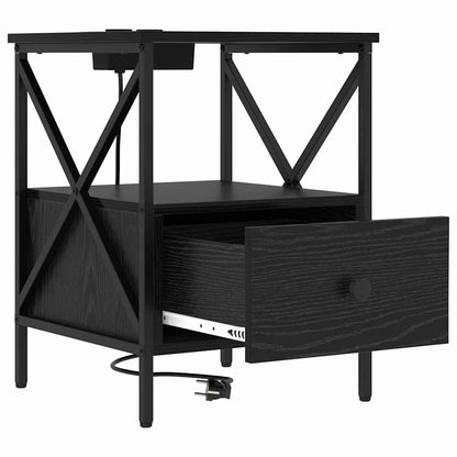 Nachttisch 2 pcs Schwarz Eichen-Optik 41,5 x 40,5 x 55 cm