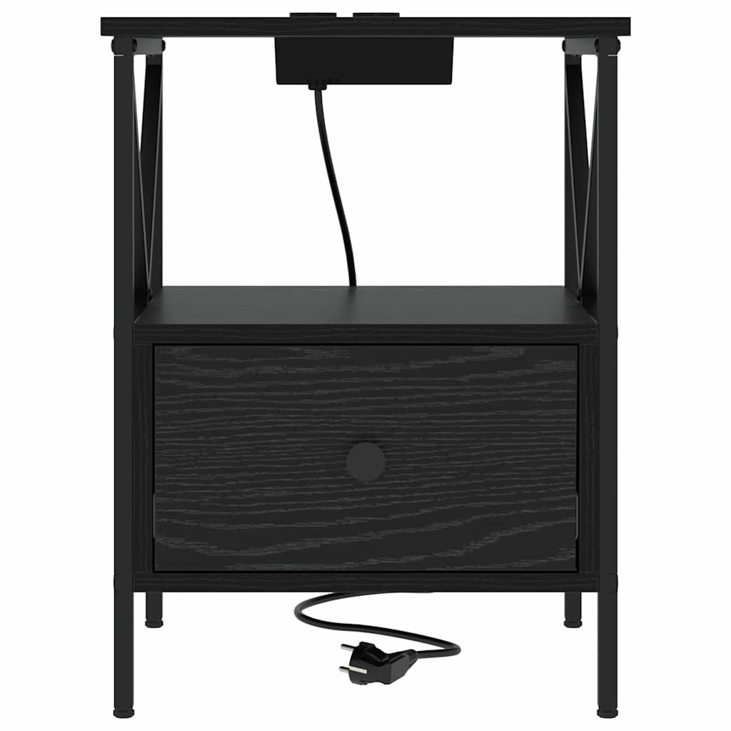 Nachttisch 2 pcs Schwarz Eichen-Optik 41,5 x 40,5 x 55 cm