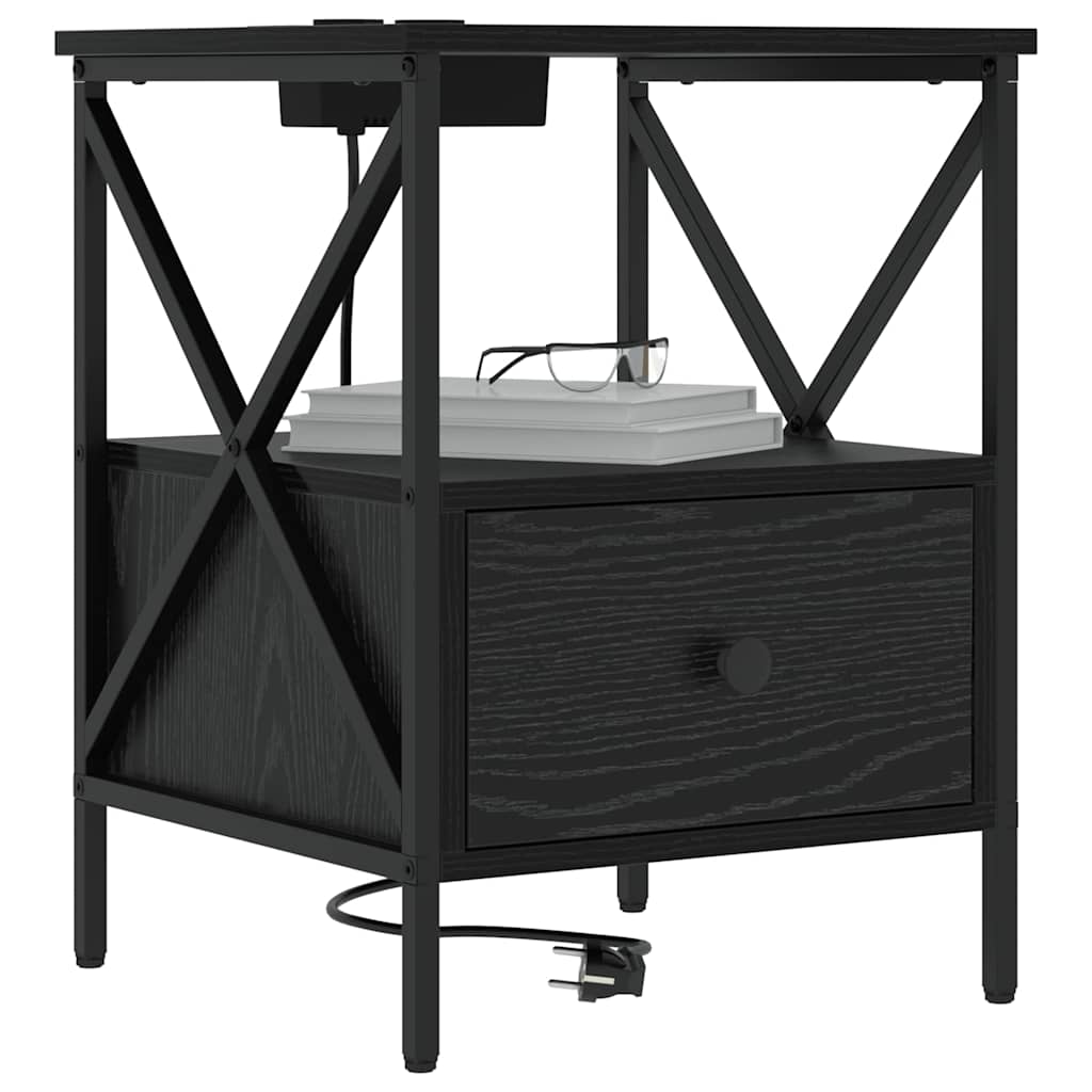 Nachttisch 2 pcs Schwarz Eichen-Optik 41,5 x 40,5 x 55 cm